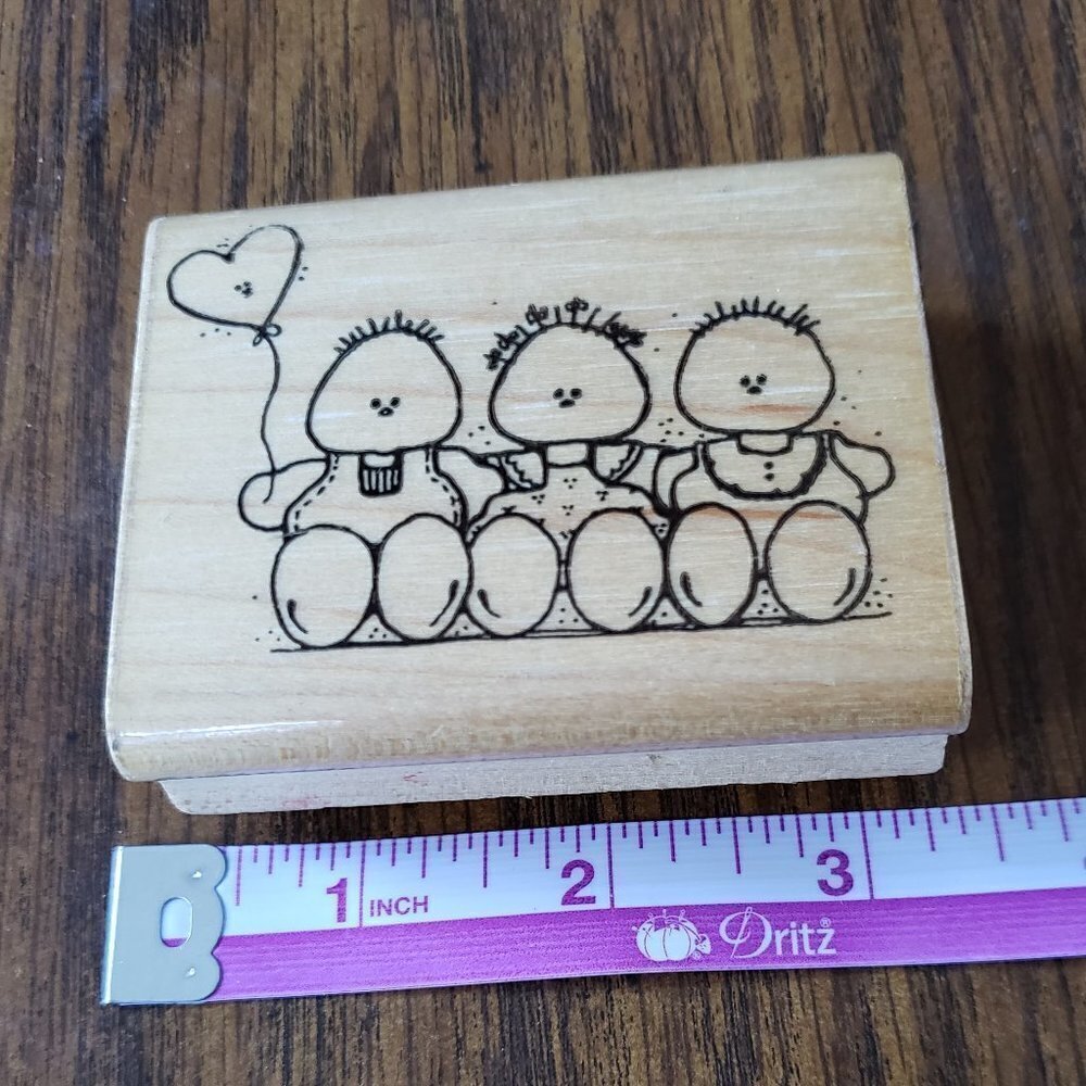 DOTS N102 The Babies 3x2 Inch Vintage Rubber Stamp